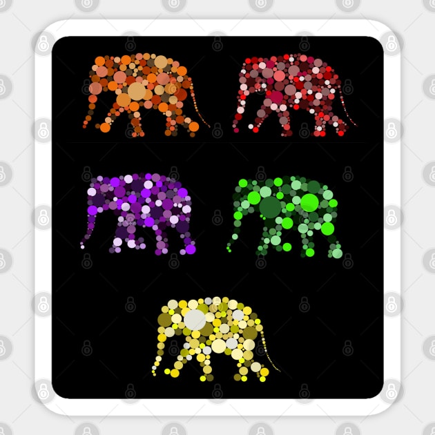 Rainbow Polkadot Elephants Sticker by cenglishdesigns
